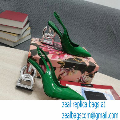 Dolce  &  Gabbana Heel 10.5cm Slingbacks Patent Green with DG Heel 2022